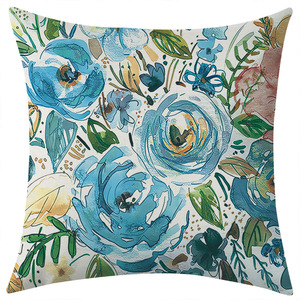 Colorful Floral Linen Pillowcase Square Washable Living Room Cushion Cover Vintage Style Decorative Throw <b>Pillow</b> for <b>Sofa</b> - Product Image 2