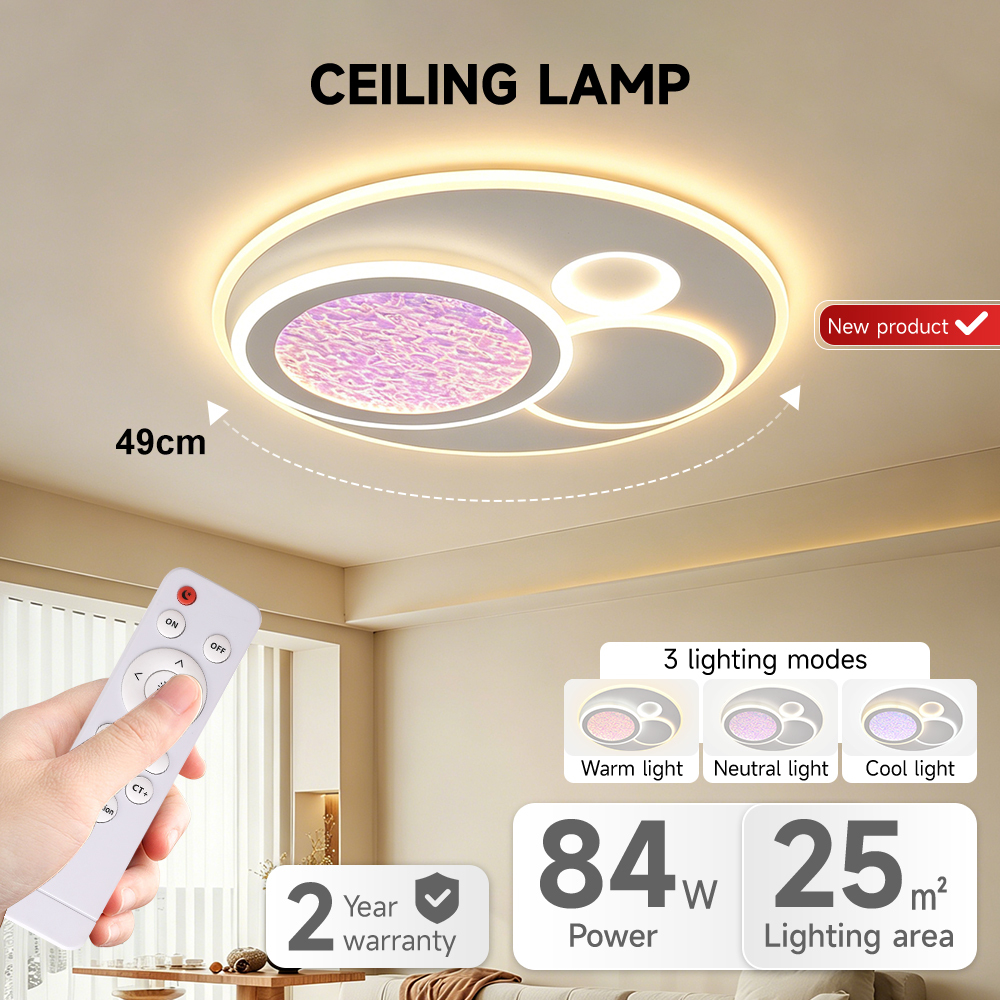 Factory Direct Sale Modern Acrylic Ceiling Lamp Indoor Living Room Bedroom 84W Remote Control Dimmable Smart Led Ceiling Light