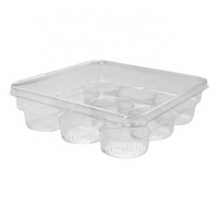 Plateau de service carré de qualité alimentaire, recyclable, écologique, transparent, à 9 compartiments, avec matériaux recyclés pour le chocolat et le pain