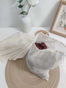 Sac à cordon en coton biologique réutilisable de haute qualité 15*20cm, emballé individuellement dans un carton - Product Image 2