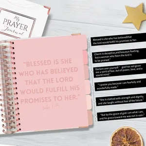 Cuaderno de cuero con impresión personalizada, libro de tapa dura con espiral de autocuidado, comunión, oración, lectura de la Biblia