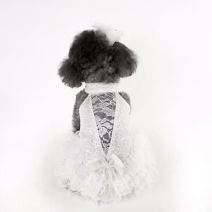 Maltés Yorkshire Terrier Super tamaño pequeño perro blanco lentejuelas encaje vestido perro princesa vestido - Product Image 2