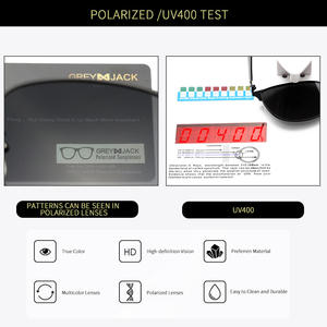 Lunettes de soleil carrées Grey Jack 1628 UV400 polarisées avec verres TAC, protection solaire unisexe, monture en métal - Product Image 5