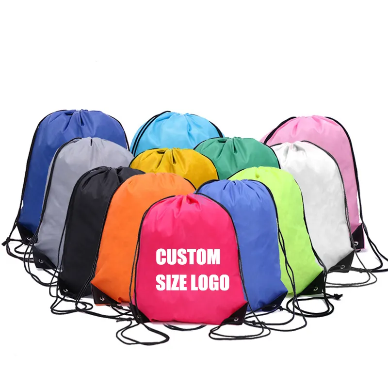 Werbeartikel Hochwertige wasserdichte Nylon 420D Polyester Kordel zug Rucksack Tasche Draw String Bag Benutzer definiertes Logo für Sport-Fitness studio