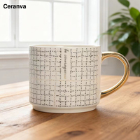 Vaisselle en porcelaine à poignée dorée personnalisable avec logo, écologique, sans danger pour les aliments, compatible lave-vaisselle et micro-ondes, design nordique, réutilisable – Vente chaude