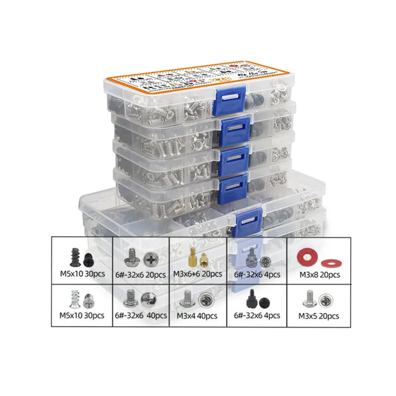 Kit de sortimento de arruelas parafusos porcas caixa com várias opções de caixa e qualquer produto métrico ANSI DIN com suporte M2-M10 1/8" a 1/2"