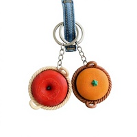 Gantungan Kunci Penghilang Stres Bentuk Buah Bestseller - Jeruk Apel Mini Mainan Buah Realistis Keyboard Clicker Gantungan Tas