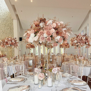 Boule de fleurs artificielles en soie HK-FB083 pour mariage, centre de table, décoration d'événements - Product Image 6