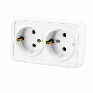 Presa a Muro Doppia Schuko di Tipo Tedesco, Presa Elettrica Bipolare con Messa a Terra, Montaggio a Superficie, Colore Bianco, Standard Europeo - Product Image 4