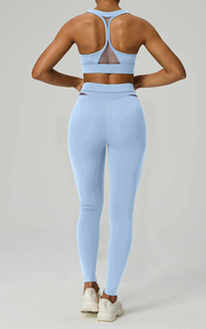 XW-AWB6541+AWL6541 Tenue de Sport Neuve en Maille Forme U, Soutien-Gorge Rembourré Taille Haute, <span class=keywords><strong>Legging</strong></span>, Vêtement <span class=keywords><strong>Femme</strong></span>, Ensemble de Yoga 2 Pièces - Product Image 5