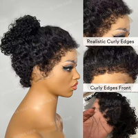 4C Edge Natural Hairline Short Bob Kinky Curly Cabello humano 13X6 HD Peluca frontal de encaje 360 Transparente HD Pelucas delanteras de encaje Cabello humano