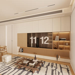 Meuble TV en bois massif, armoire de rangement modulaire pour salon avec intégration murale, mobilier pour toute la maison - Product Image 4