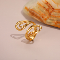 Bague ouverte en acier inoxydable ajourée à motifs floraux et géométriques, bijou tendance pour femmes et jeunes filles, cadeau estival.