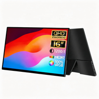 Moniteur portable 16 pouces IPS LCD 2560*1600 sans écran tactile, boîtier en aluminium et support, anti-lumière bleue, USB-C 144Hz pour les voyages d'affaires