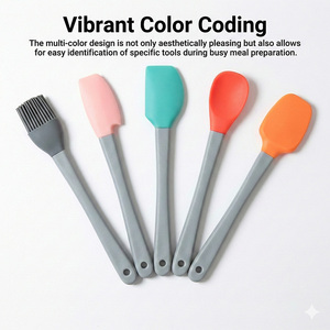 Juego de 5 Espátulas de Silicona Ergonómicas, Resistentes al Calor, Libres de BPA, con Código de Color, Aptas para <span class=keywords><strong>Lavavajillas</strong></span>, de Grado Alimenticio, Antiadherentes, para Hornear - Product Image 1