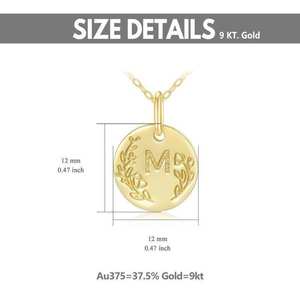 Joyería Fina de Alta Calidad, Collar con Colgante de Moneda de la Suerte con Letra M en Oro Sólido de 9K - Product Image 2