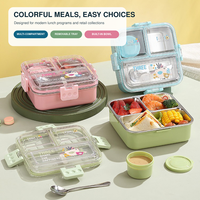 Boîte à lunch réutilisable à grande capacité avec 3 compartiments, en acier inoxydable 304, sans BPA, couleur personnalisée, plateau amovible, étanche, pour l'école, le camping et les voyages