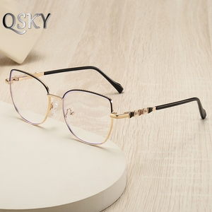 <span class=keywords><strong>2025</strong></span> New Thời Trang kim loại kết hợp chống Blue Ray máy tính kính quang học chất lượng cao phụ nữ lớn vuông kim loại khung kính mắt - Product Image 1