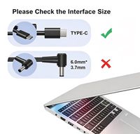 Pengisi Daya USB-C 65W dengan Kabel Daya untuk Dell HP Lenovo