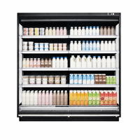 Vitrine réfrigérée verticale multi-étages à corps large, à façade ouverte, avec étagères LED pour supermarchés