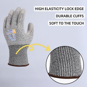 5 أزواج من قفازات العمل المقاومة للقطع بالجملة، قفازات أمان مضادة للقطع للبناء، قفازات مطلية بالبولي يوريثين مضادة للانزلاق، قفازات حماية - Product Image 2