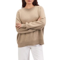 Pull-over en cachemire uni pour femme, col rond, coupe ample, tricoté, doux et chaud, tenue décontractée, vente en gros