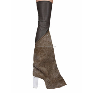Bottes en cuir véritable FW25 Runway, au-dessus du genou, talon transparent de 12 cm, cuir extensible, chaussette serrée, cuir noir, bottes Taco Kiss - Product Image 6