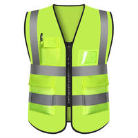 Gilet de Sécurité de Construction à Haute Visibilité avec Logo, Veste de Travail d'Ingénieur LED avec Poches et Fermeture Éclair, Gilet Réfléchissant
