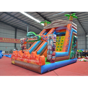 Castillo Inflable Comercial de PVC Naranja, Tobogán Inflable Jungle Primeval con Pared de Escalada para Niños - Product Image 3