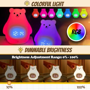 Réveil numérique LED intelligent pour chambre d'enfant et bureau, avec simulation du lever et du coucher du soleil, lumière de nuit en silicone, logo personnalisé, type-C - Product Image 3