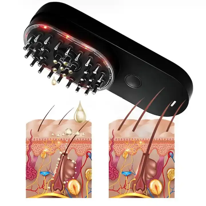 Electric Massage Comb Scalp Care Instrument Color Light Micro-Current Beauty Instrument Red Hair Comb Factory Wholesale