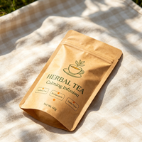 Pochette Doypack compostable en papier kraft sans plastique avec fermeture éclair refermable pour l'emballage des feuilles de thé