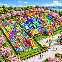 Grand parc d'attractions gonflable extérieur, parcours d'obstacles commercial, aire de jeux, conception personnalisée