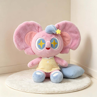 Peluche Éléphant Rose Personnalisée OEM ODM, Jouet en Peluche Doux, Personnage de Dessin Animé, Décoration Étoile, Robe Jaune, Coton PP, Anti-Stress