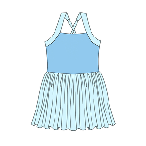 GSD3976 Baby Girl Children Summer yellow blue <b>patchwork</b> Print Sleeveless Knee-Length YOGA Dress Wholesale - Product Image 3