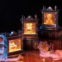 Lanterne LED Citrouille Crâne d'Halloween à Piles, Bougie Sans Flamme pour Table, Cheminée, Étagère, Fête, Décoration Maison Hantée