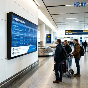 Pannello LED da 49 Pollici HRAY per Pubblicità a Parete con Timer e Spegnimento Automatico per Sale <span class=keywords><strong>d</strong></span>'Arrivo Aeroportuali, Consigli sui Voli, Supporto OEM ODM - Product Image 1