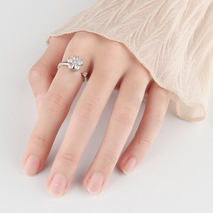 Dainty Rotating Flower <b>Adjustable</b> <b>Rings</b> Claw Setting Pear Cut Cubic Zirconia Copper Gold Plated Anti Stress Tension Jewelry - Product Image 2