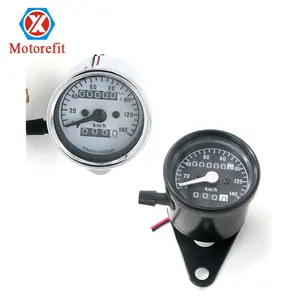 RTS DC 12V Phổ Xe Máy Đo Dặm Speedometer Tachometer Tái Trang Bị Cổ Điển Cụ Xe Tay Ga Động Cơ Retro Đen Meter