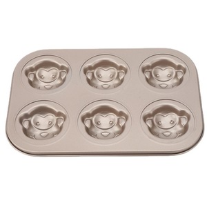 Non Stick Monkey Face Cake Mold 6 Cavity Baking Pan For Muffin Oven Use - Product Image 1