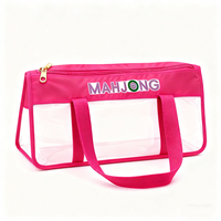 Sac de rangement léger pour tuiles de mahjong, sac fourre-tout transparent en PVC avec fermeture éclair supérieure, pour jeu de mahjong américain avec poignées