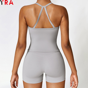 2025 femmes Sexy dos Yoga réservoir soutien-gorge Shorts ensemble solide motif vêtements <span class=keywords><strong>de</strong></span> sport en gros nouveau costume pour l'entraînement et le <span class=keywords><strong>travail</strong></span> - Product Image 1