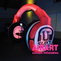 Paire d'écouteurs gonflables, rouge et noir, modèle de casque avec lumières Led, pour Festival musical DJ S, vente en gros