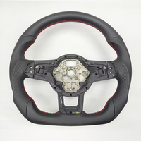 Volant de voiture sport en cuir à fond plat pour VW Golf 6 7 Jetta GTI Polo CC Passat Tiguan Sharan Scirocco
