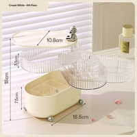 Boîte de rangement en plastique rotative à 360° avec couvercle, luxe léger, anti-poussière, anti-humidité, organiseur de cosmétiques et de bijoux pour bureau