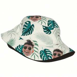 Casquette Bob Personnalisée avec Photo, Motif Feuille Tropicale, Idéale pour l'Été, les Voyages, la Pêche, pour Hommes et Femmes, Usage Quotidien, Dessin Animé Personnalisé - Product Image 3
