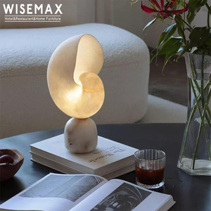 WISEMAX FURNITURE Lámpara de Mesa de Fibra de Vidrio con Diseño Francés, Lámpara de Noche Creativa Pequeña Decorativa para Dormitorio - Product Image 1