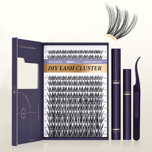 Kit de cils en grappe segmentés thermocollés 30D 40D, extensions de cils épaisses et bouclées à appliquer soi-même avec colle, vente en gros - Product Image 1