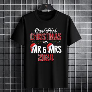 Camisetas navideñas a juego para hombre, camisetas navideñas para parejas, camisetas de regalo de vacaciones para recién casados - Product Image 2