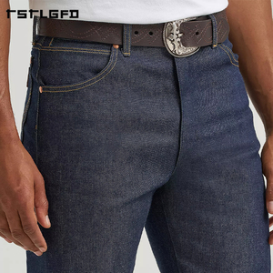 Cut And Sew Selvedge <b>Jeans</b> Original Fit Indigo Raw Western Cowboy Denim Gold <b>Chain</b> Stitch Leather Patch Heritage <b>Jeans</b> - Product Image 5